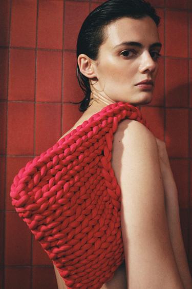 MINI-GEANTĂ ÎMPLETITĂ - Roșu de la Zara