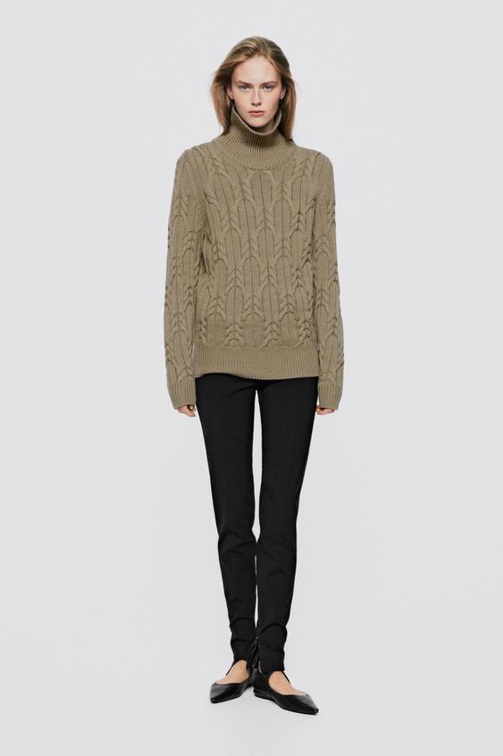 Jersey punto trenzado 100% lana - LIMITED EDITION - Beige de Zara - Imagen 0