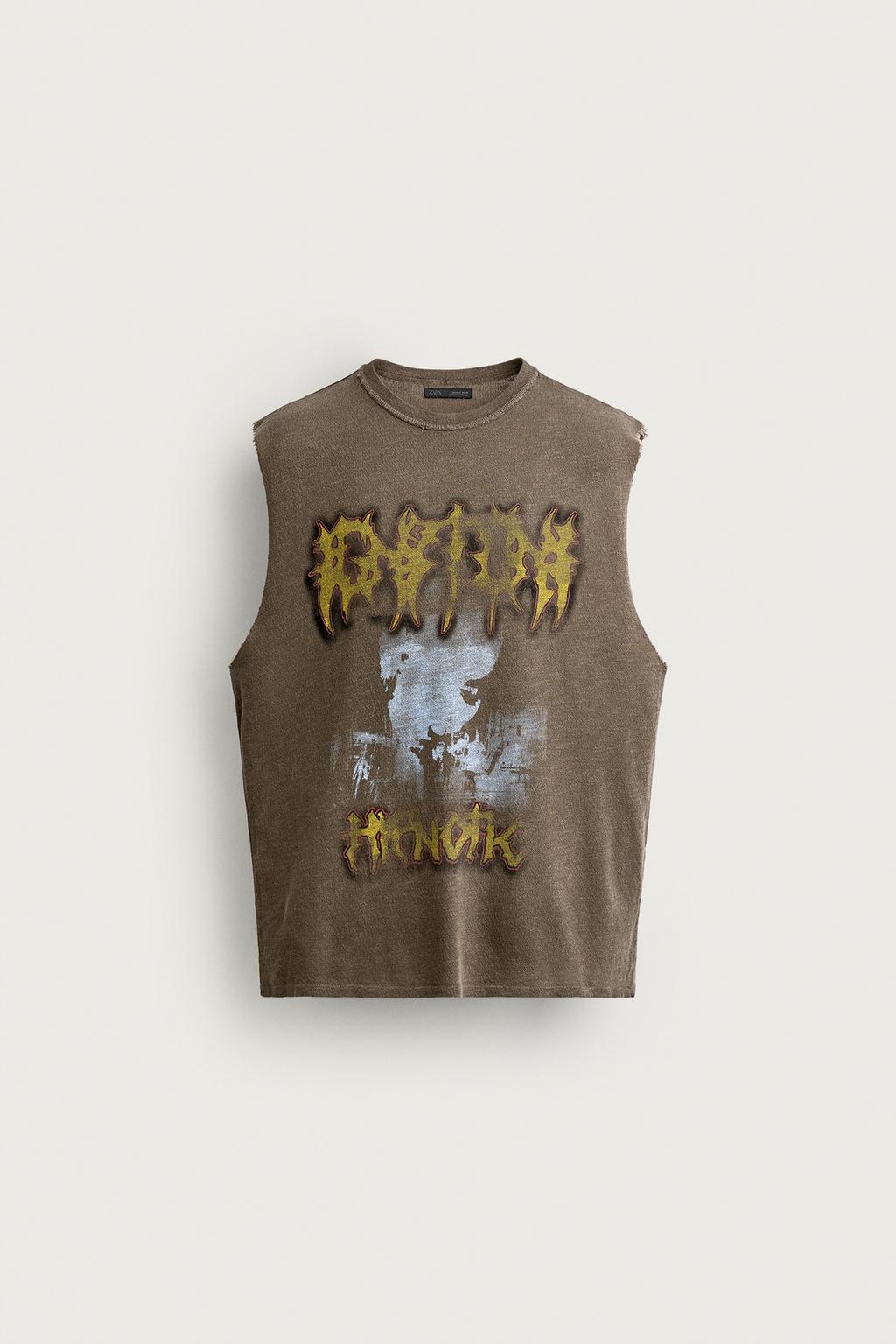 WASHED PRINT KNIT TANK TOP