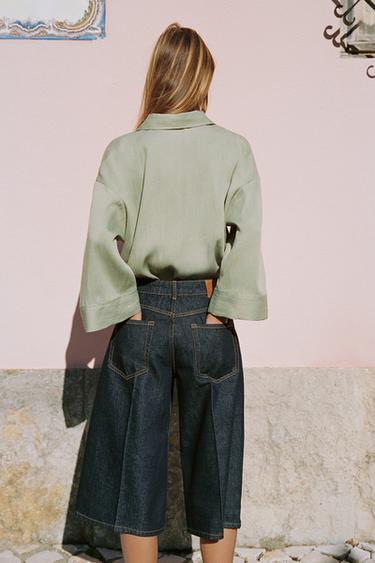 CHEMISE OVERSIZE MANCHES AMPLES - Kaki clair de Zara - Image 2