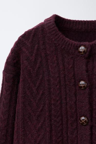 GILET EN MAILLE À TORSADES - Bordeaux de Zara - Image 2