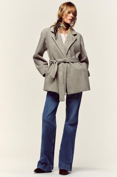Zara SOFT BELTED BLAZER - Sand / Marl