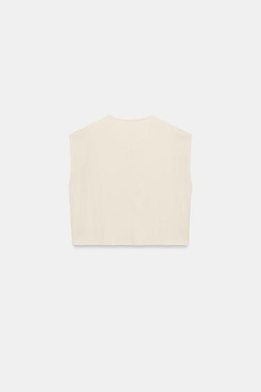 RUSTIC SLEEVELESS TOP - Ecru by Zara - Image 8