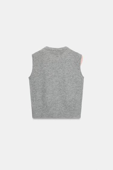 TOP GILET EN MAILLE À NŒUD - Gris de Zara - Image 3