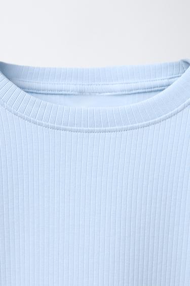 PLAIN RIBBED T-SHIRT - Blue by Zara - Image 2