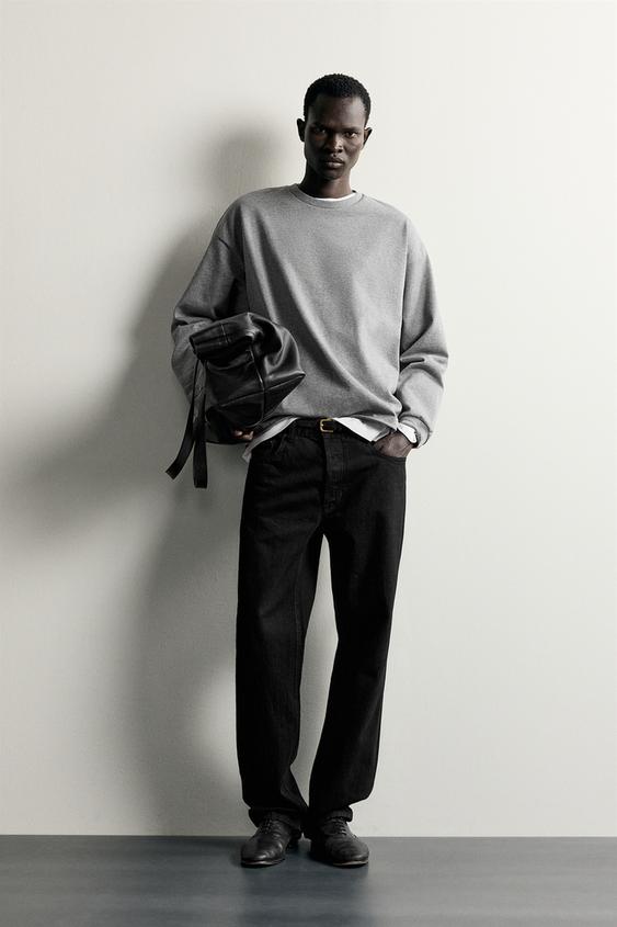 RELAXED FIT T-SHIRT WITH VENTS - Grey marl by Zara - Image 0