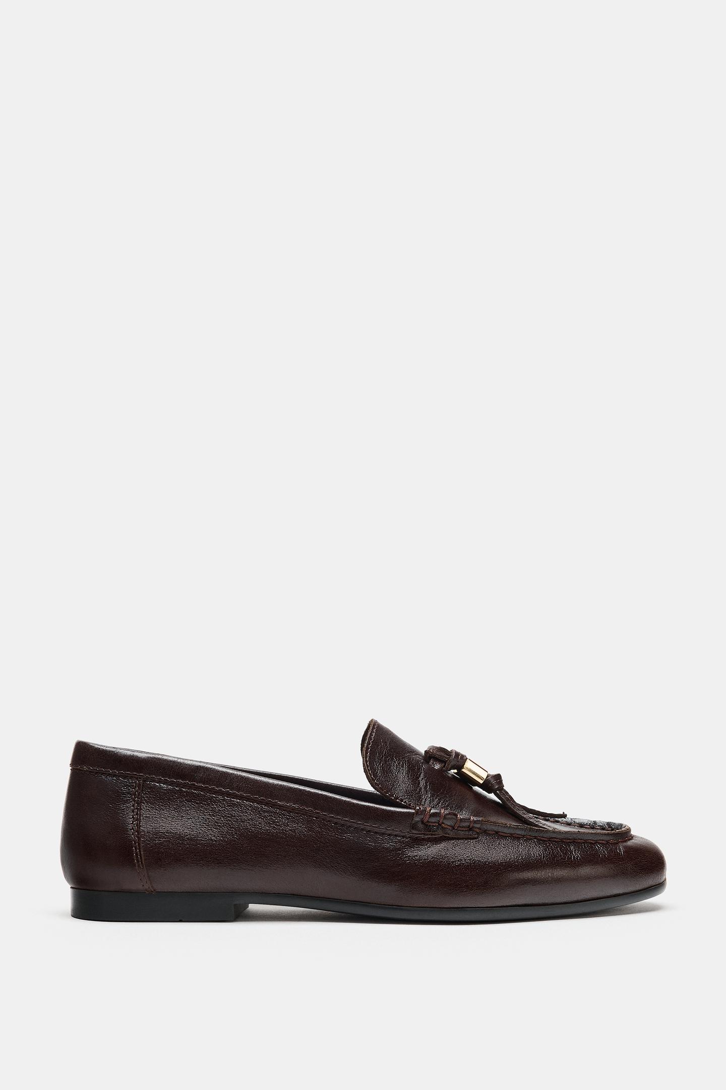 Туфли Zara Leather Tassel, цвет: Коричневый