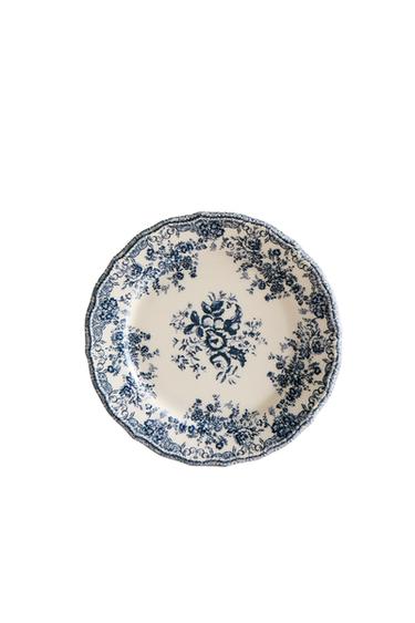FLORAL EARTHENWARE DESSERT PLATE - Blue by Zara