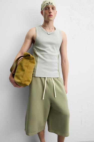 Zaras TANKTOPP RIB FÄRGBLOCK - Gråblå