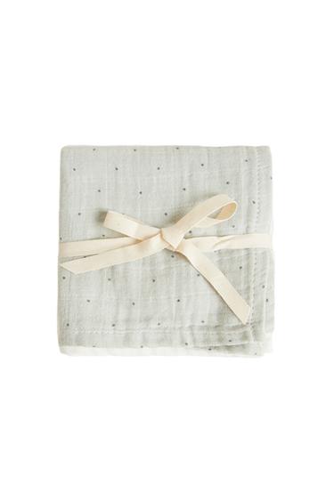 Zara KOMPLET VIŠEBOJNIH PELENA OD MUSLIN TKANINE ZA BEBE (KOMPLET OD 3 KOM.) – Zelena