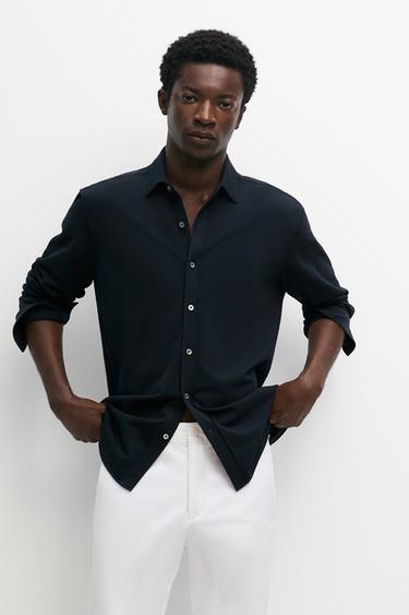 Chemise chinée regular fit - Bleu marine de Zara