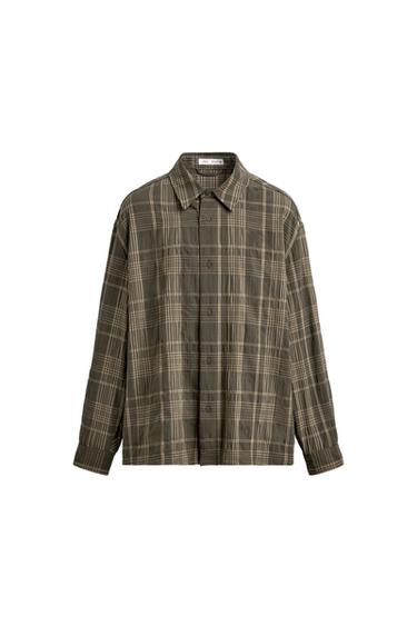 CAMISA FLUÍDA CADROS - Caqui de Zara