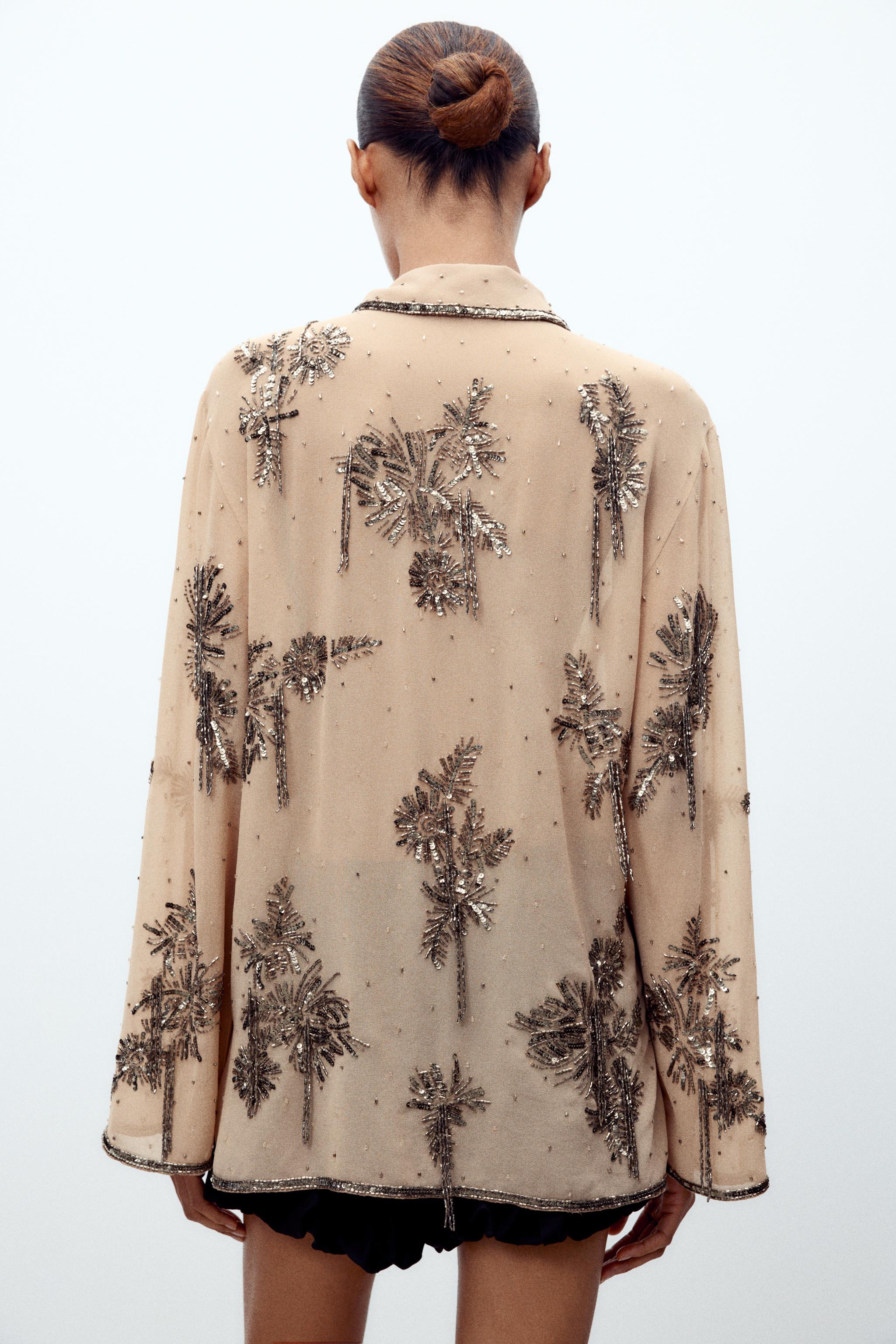 ZARA☆ビーズ&スパンコールジャケット☆新品未使用 ZARA - ZARA スパンコールジャケット Lの通販 by lilyy's shop