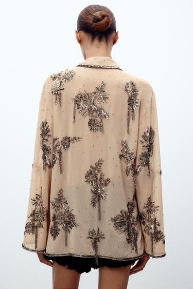 TOP FANTAISIE SEQUINS - Doré de Zara - Image 3