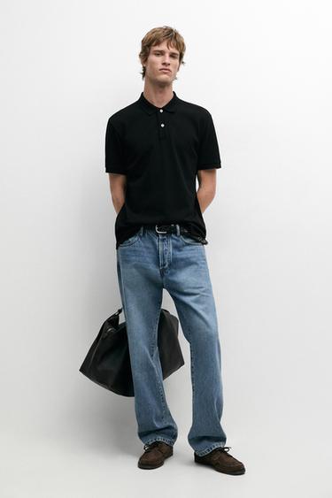 Polo piqué micro estructura algodón - Negro de Zara