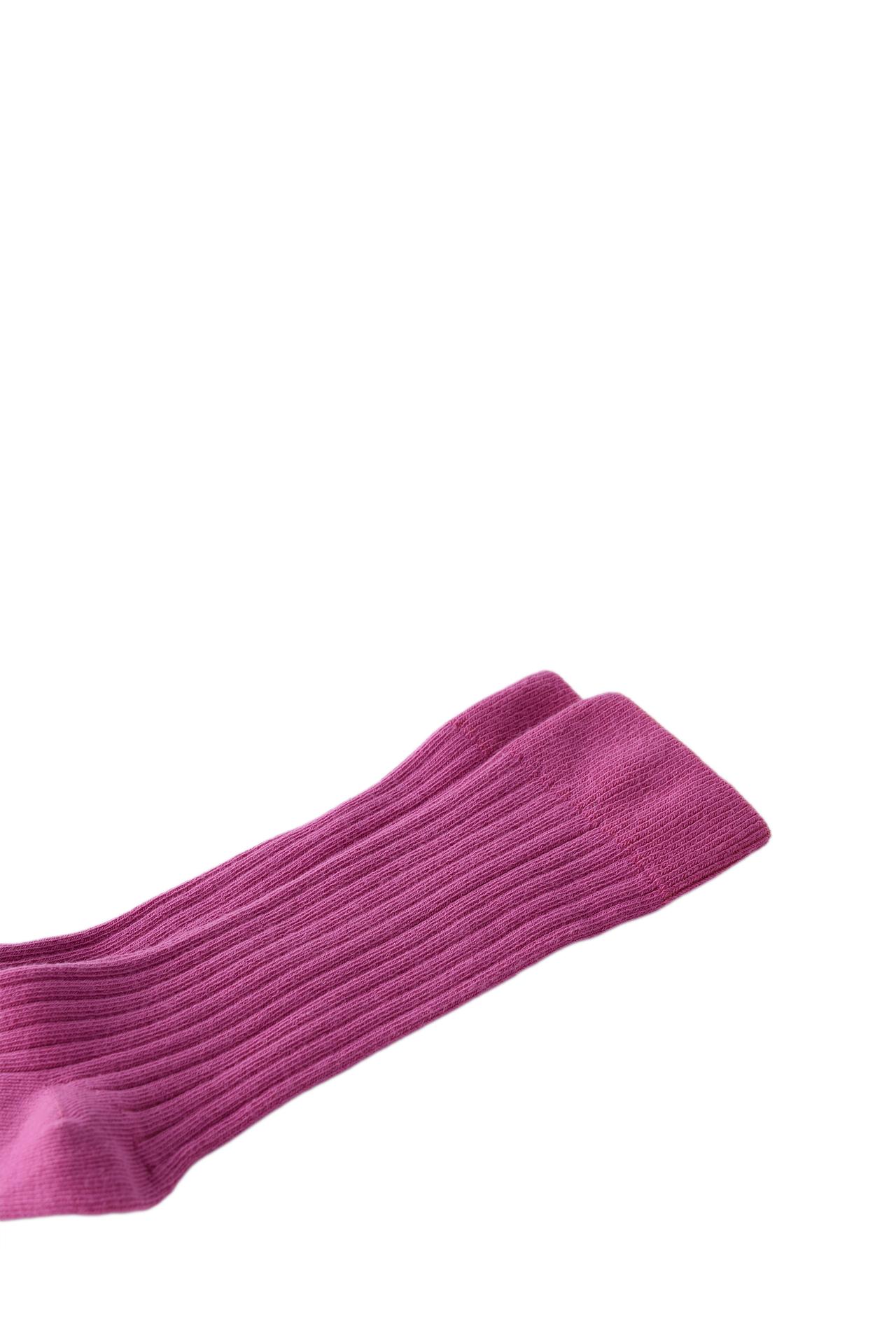 MID-LENGTH RIBBED SOCKS — Dark fuchsia