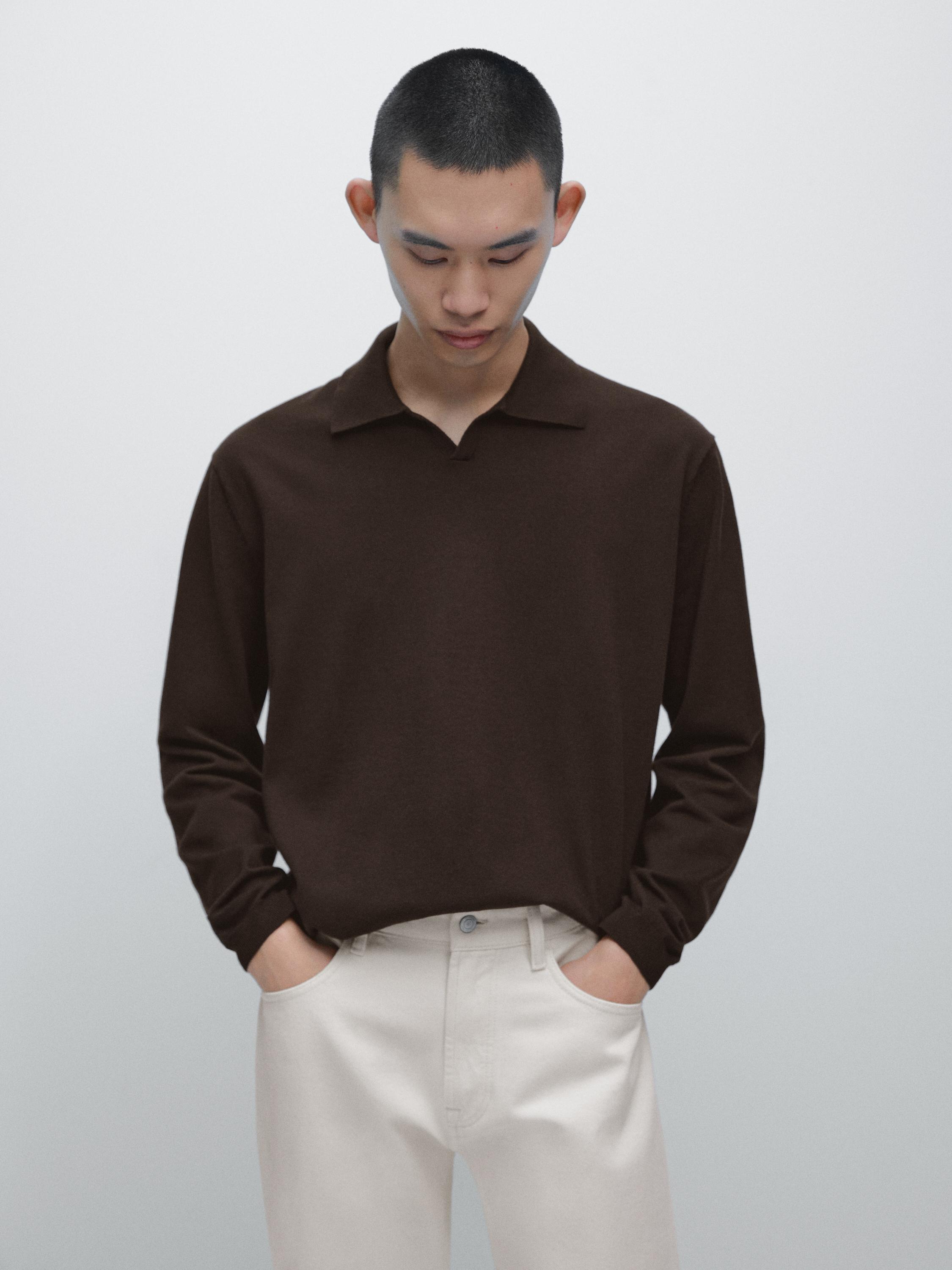 Pull polo en maille coton