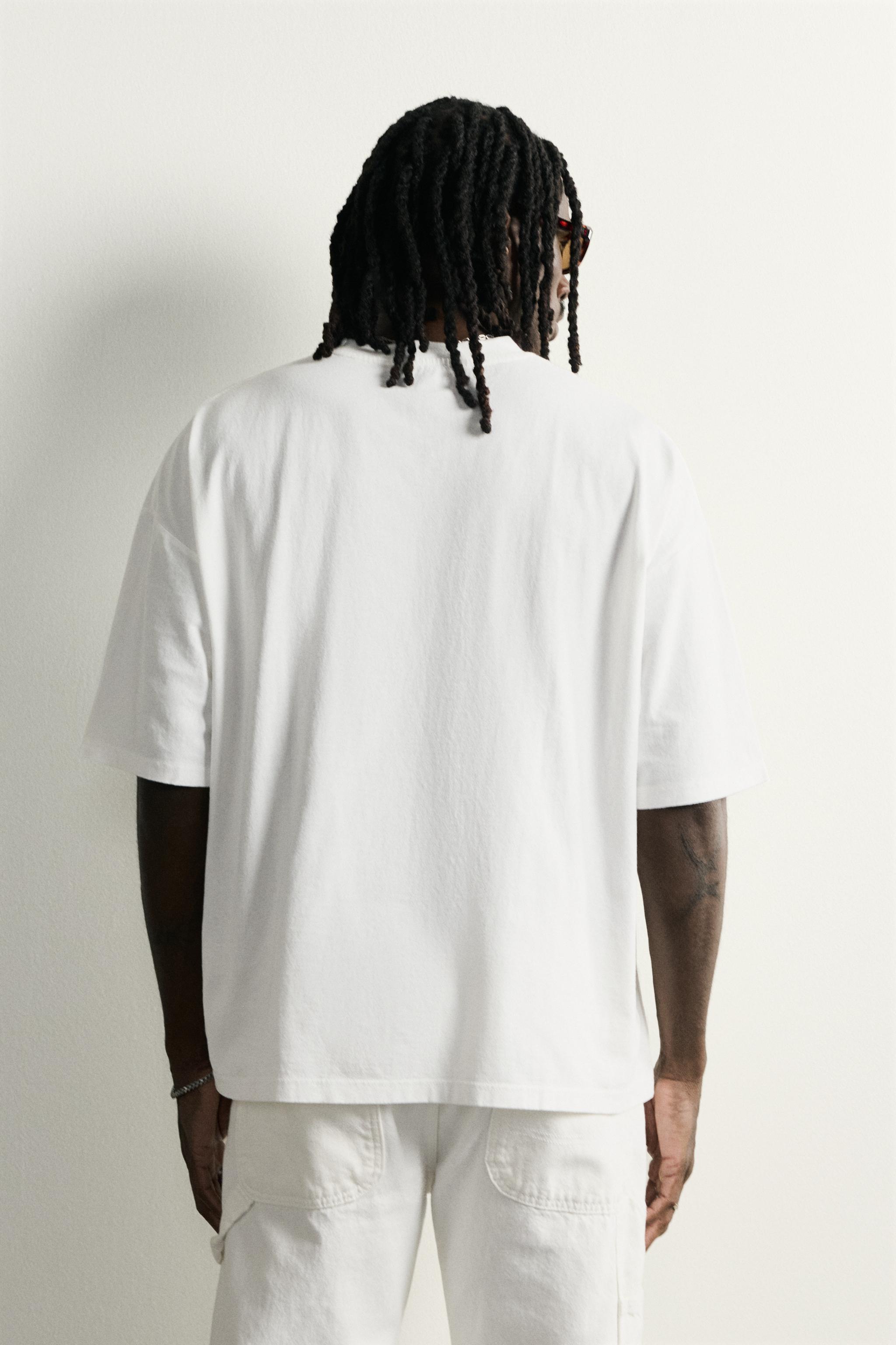 Zara BASIC YIKAMA EFEKTLİ RELAXED FIT TİŞÖRT görsel 2