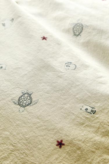CHILDREN’S SEA PRINT DUVET COVER - Light lime green by Zara - Image 6