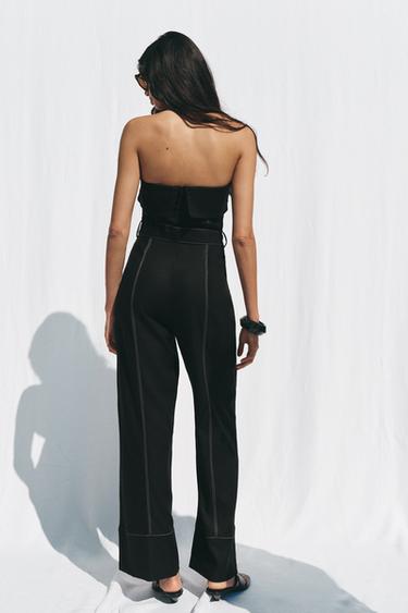 COMBINAISON BUSTIER AVEC LIN - Noir de Zara - Image 5