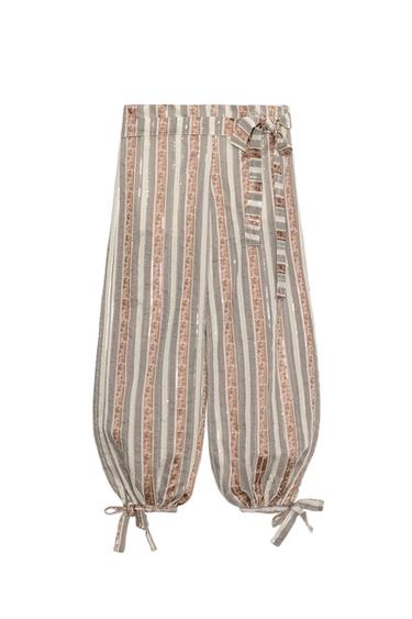 STRIPED SAROUEL TROUSERS WITH BELT
