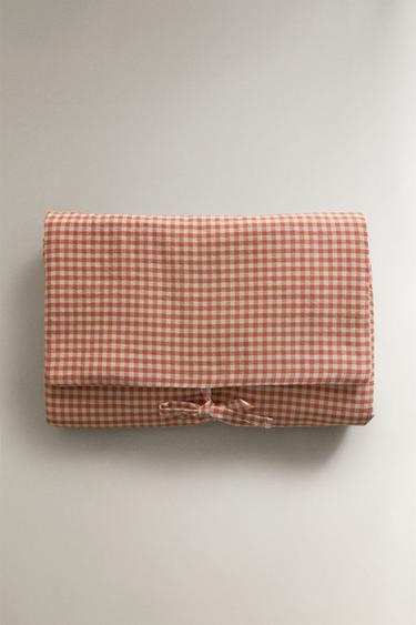 GINGHAM COTTON BABY CHANGING MAT - برتقالي داكن الخاص بـ Zara - صورة 0