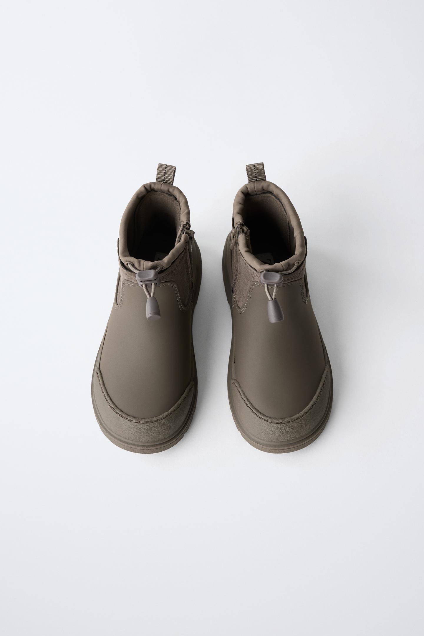 Детские ботинки Zara Mixed-Material Ankle, цвет: Серо-коричневый серый — фото 4