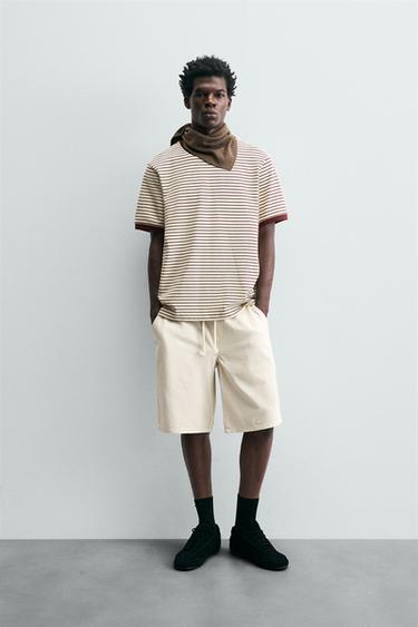 BERMUDA DENIM LAVADA - Branco-marfim da Zara - Imagem 0
