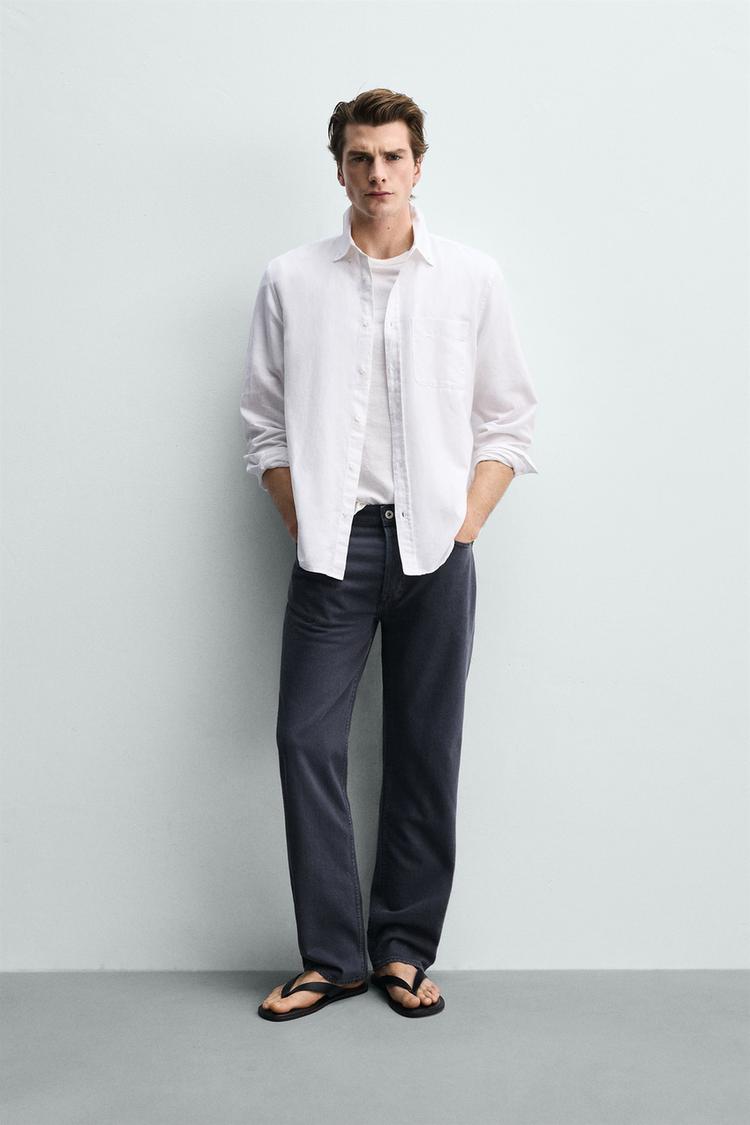 REGULAR FIT KETEN PAMUKLU GÖMLEK