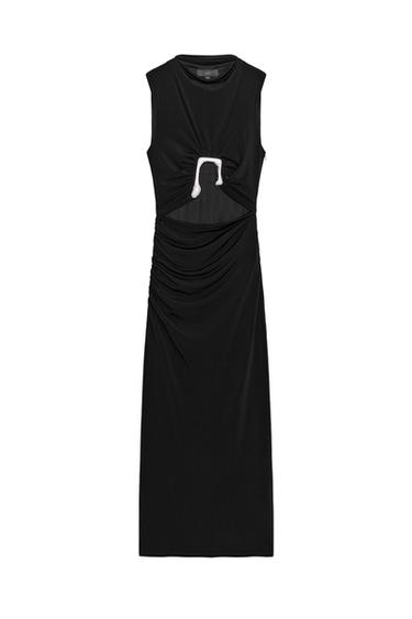 DRAPED CUT-OUT DRESS WITH SHINY DETAIL