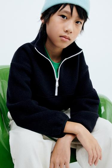 Zara STORIESZ - WOOL BLEND POUCH-POCKET SWEATSHIRT - Navy blue