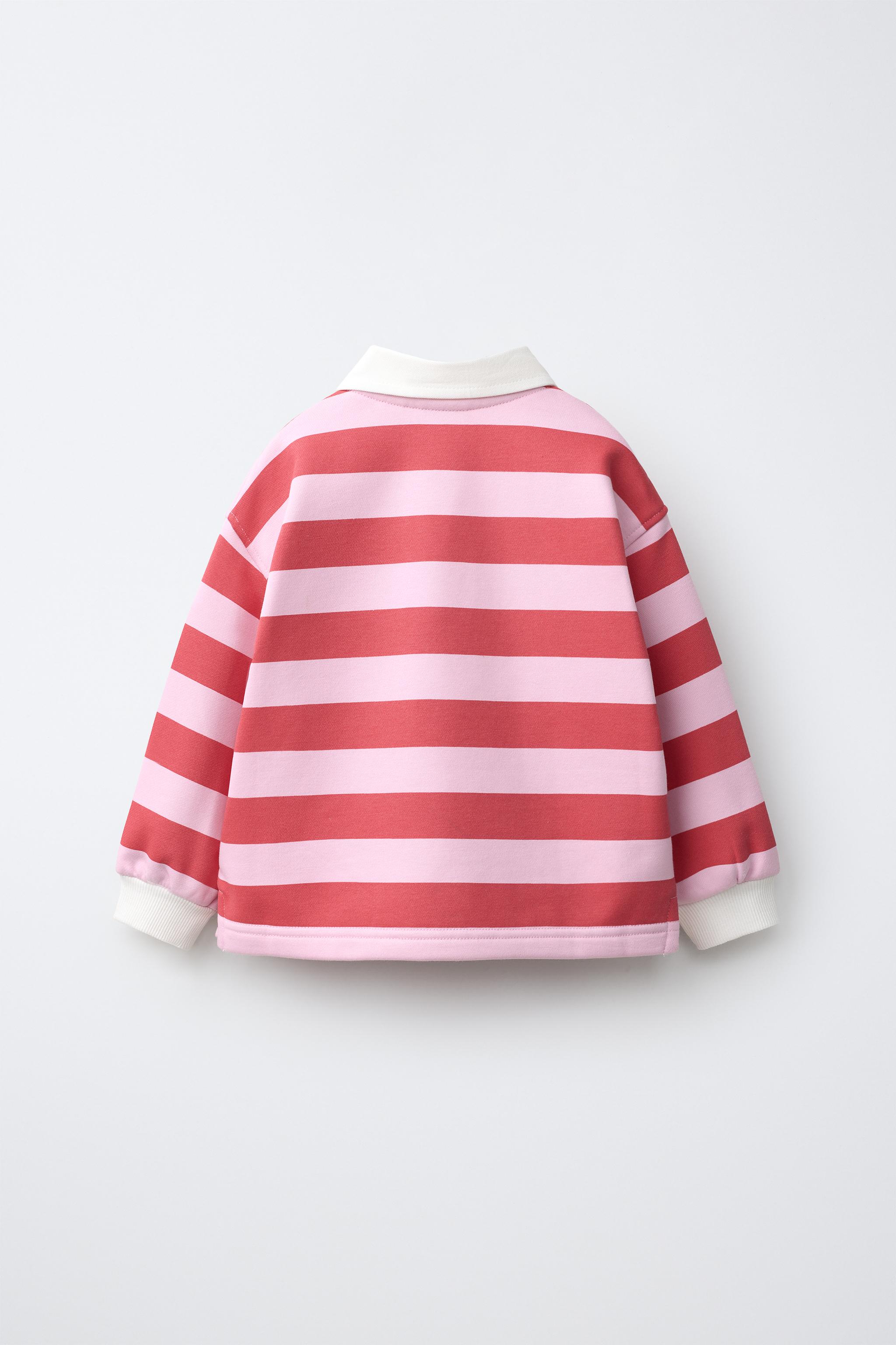 STRIPED BEAR EMBROIDERY POLO — Red (alternate view)