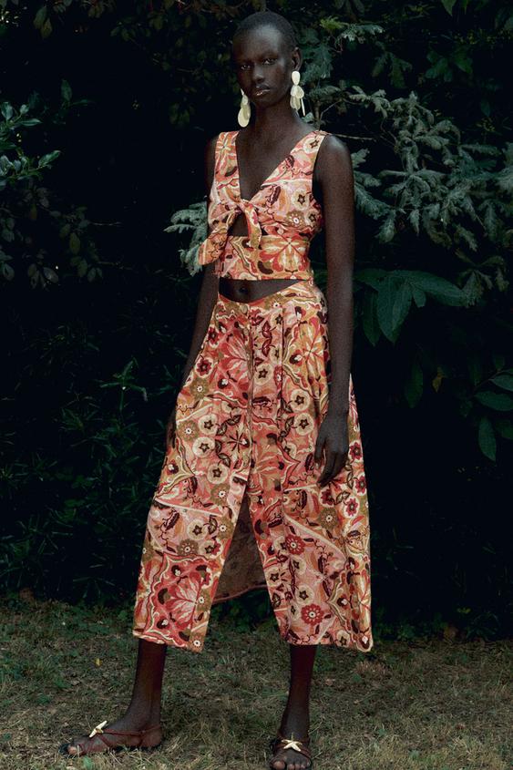 PRINTED RUSTIC MIDI SKIRT