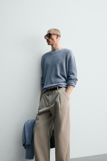 SILK/LINEN TEXTURED JUMPER - Sky blue by Zara - Image 5