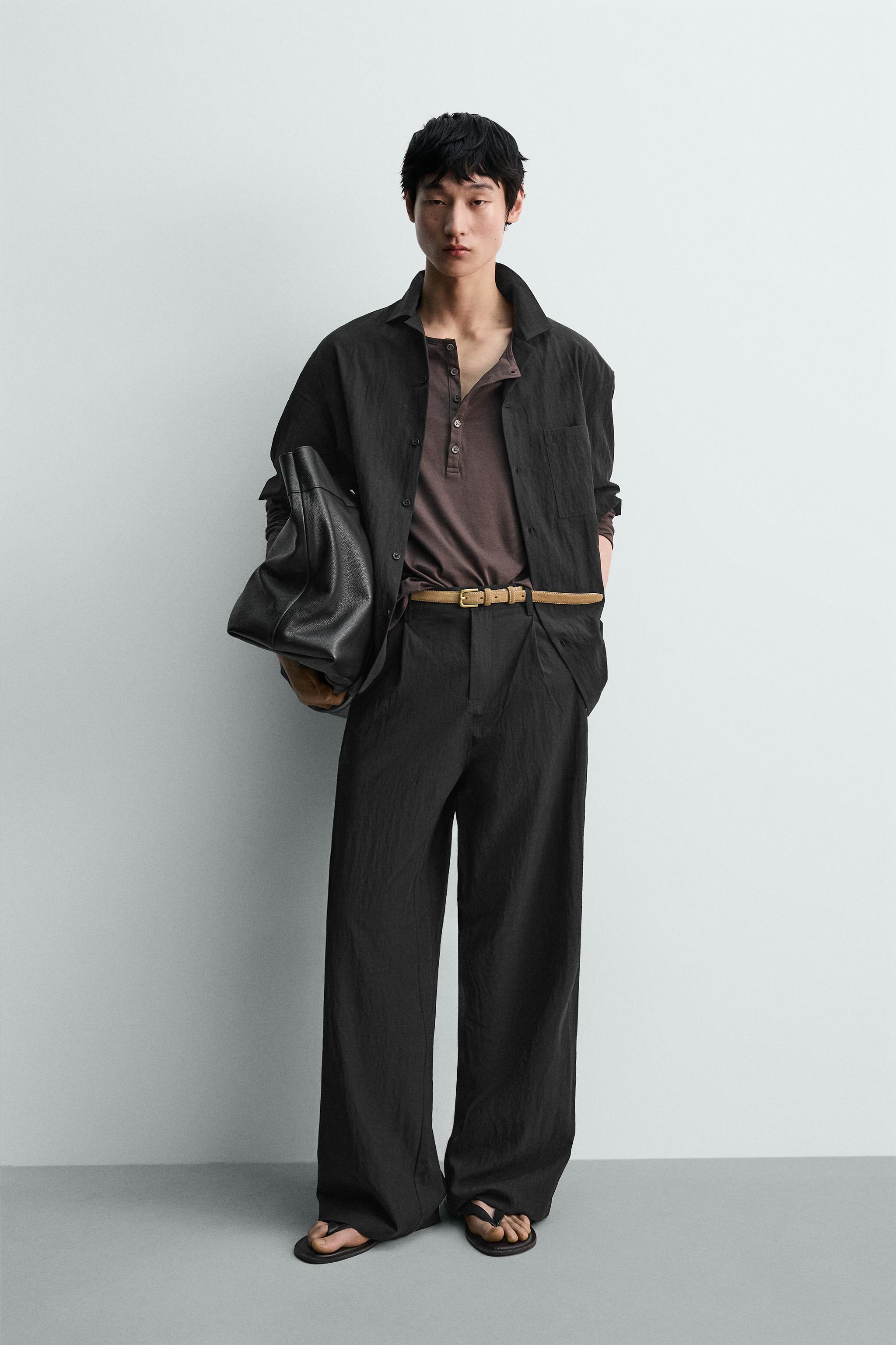 プリーツ入りフルイドパンツ - ブラック | ZARA Japan / 日本