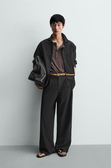 텍스처 플리츠 루즈 팬츠 - Zara의 블랙 - 이미지 0