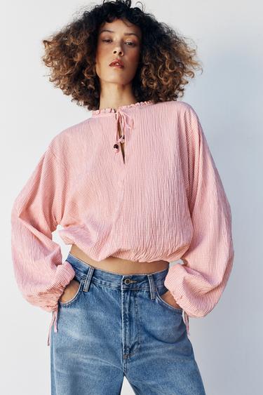 BLUSA CUADRO VICHY - Multicolor de Zara