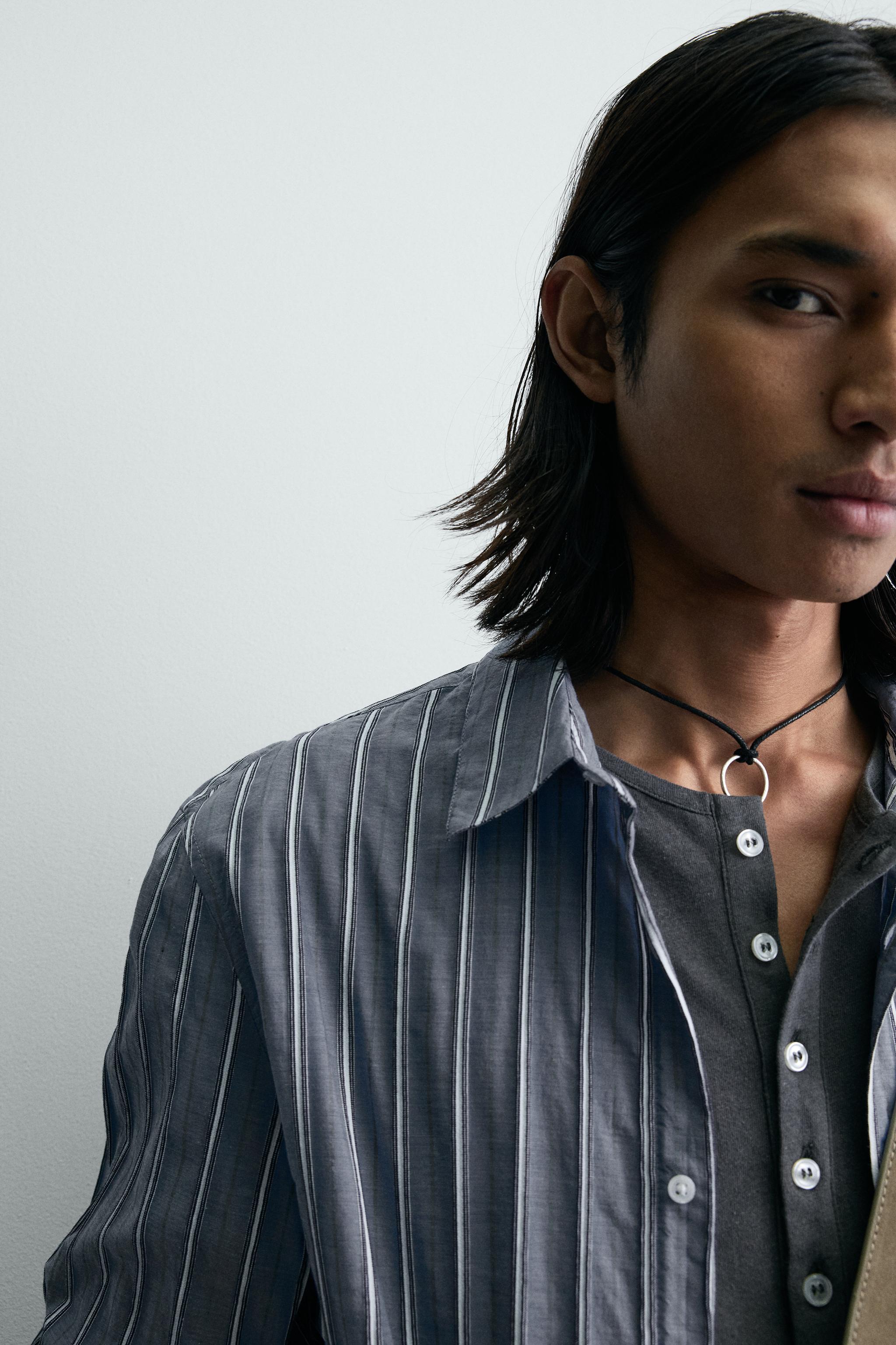 CHEMISE RELAXED FIT JACQUARD RAYURES