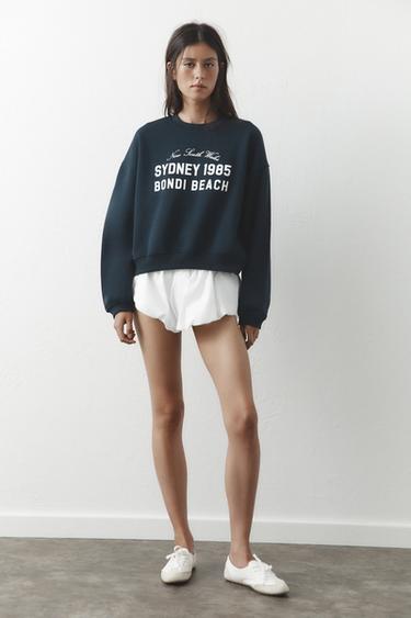 Zara TEXT SWEATSHIRT - Blue