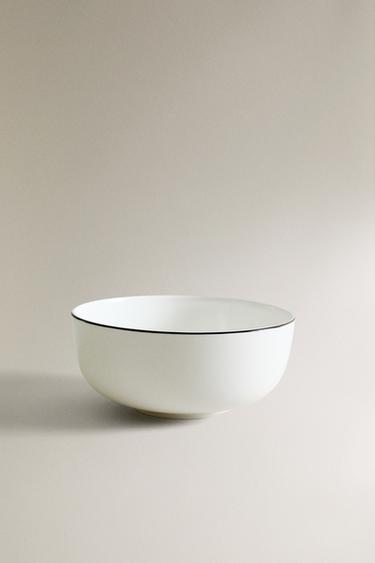 BLACK-RIMMED BONE CHINA BOWL - Black / White by Zara - Image 0