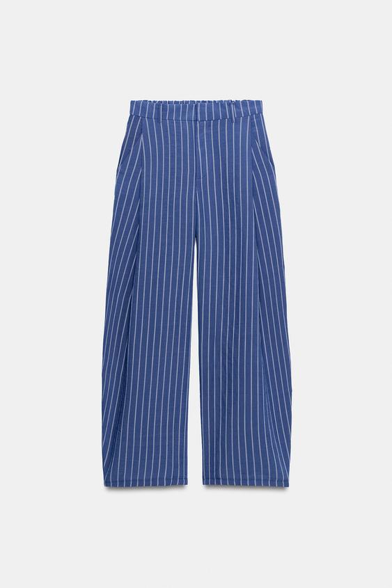 PANTALON FLUIDE À PLIS - Bleu roi de Zara - Image 4