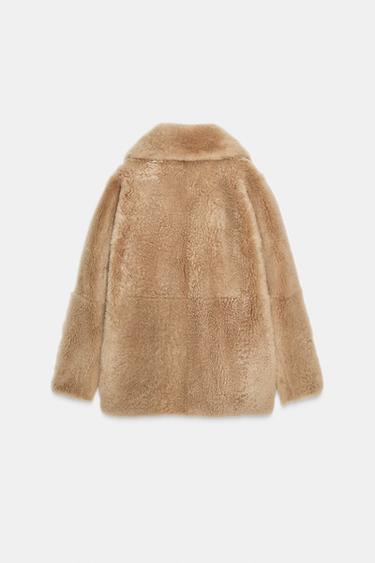 MANTEAU EN CUIR AVEC EFFET FOURRURE ZW COLLECTION - Beige de Zara - Image 4