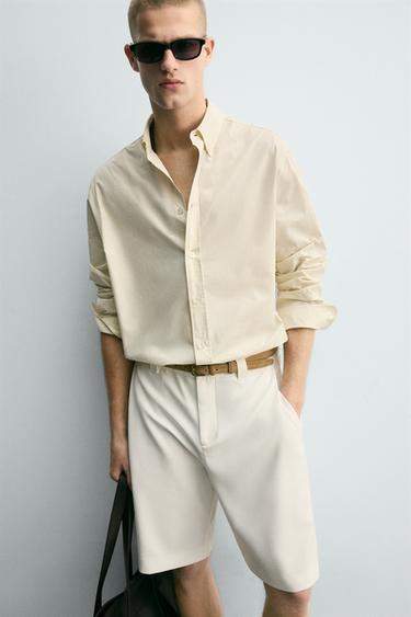 RELAXED FIT BERMUDA SHORTS WITH SIDE PLEATS - Oyster-white by Zara - Image 4