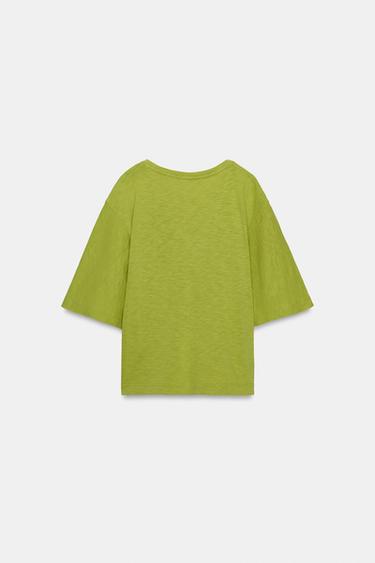 T-SHIRT COL EN V - Vert pistache de Zara - Image 6