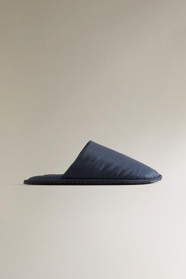 Zara TECHNICAL FABRIC MULE SLIPPERS - Navy Blue - Image 0