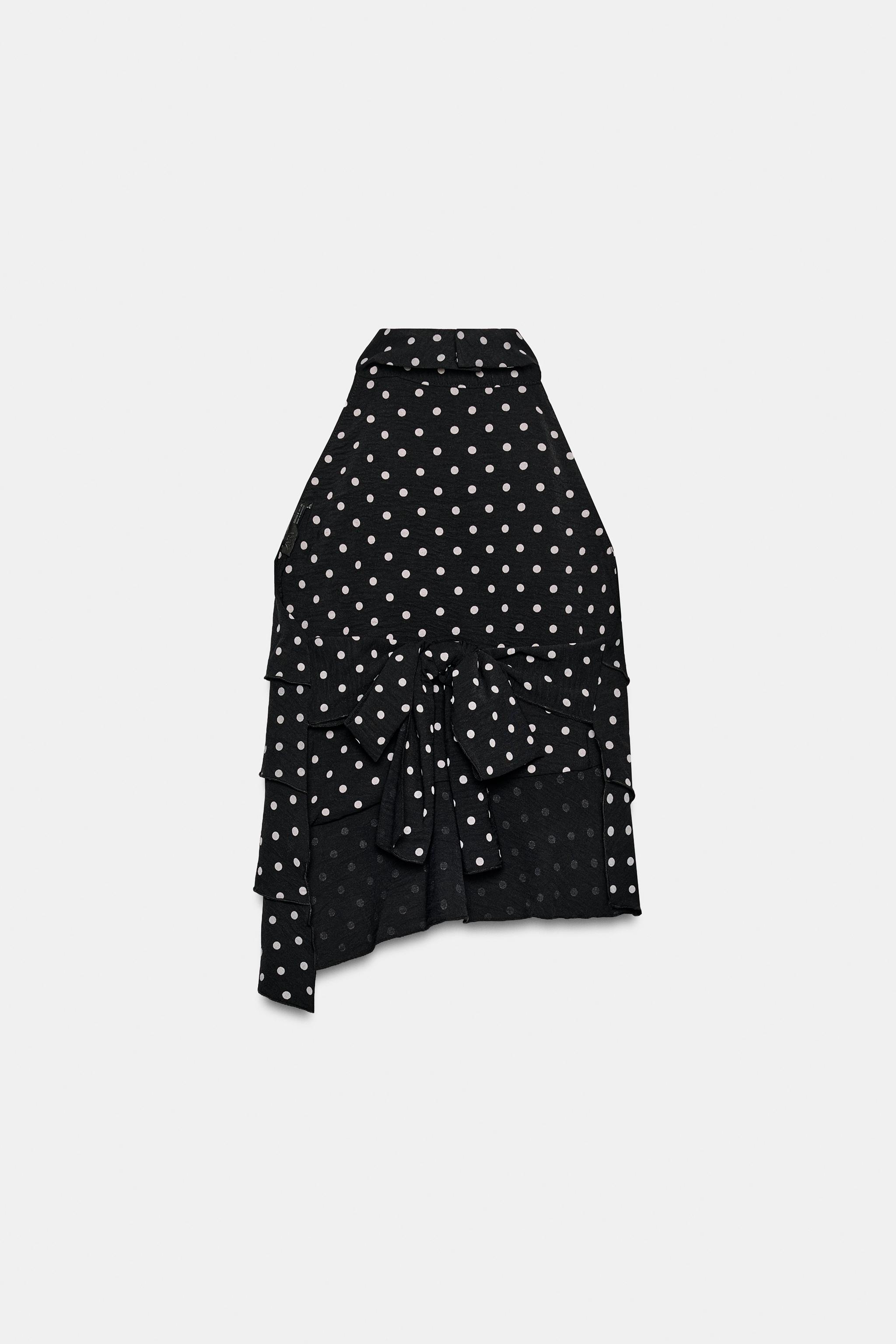 POLKA DOT RUFFLE HALTER TOP