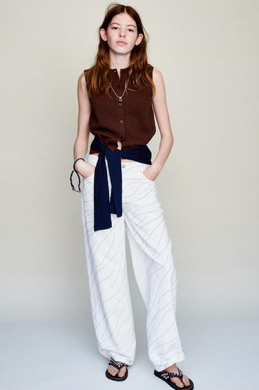 WIDE-LEG JEANS WITH RHINESTONES AND STARS - White by Zara