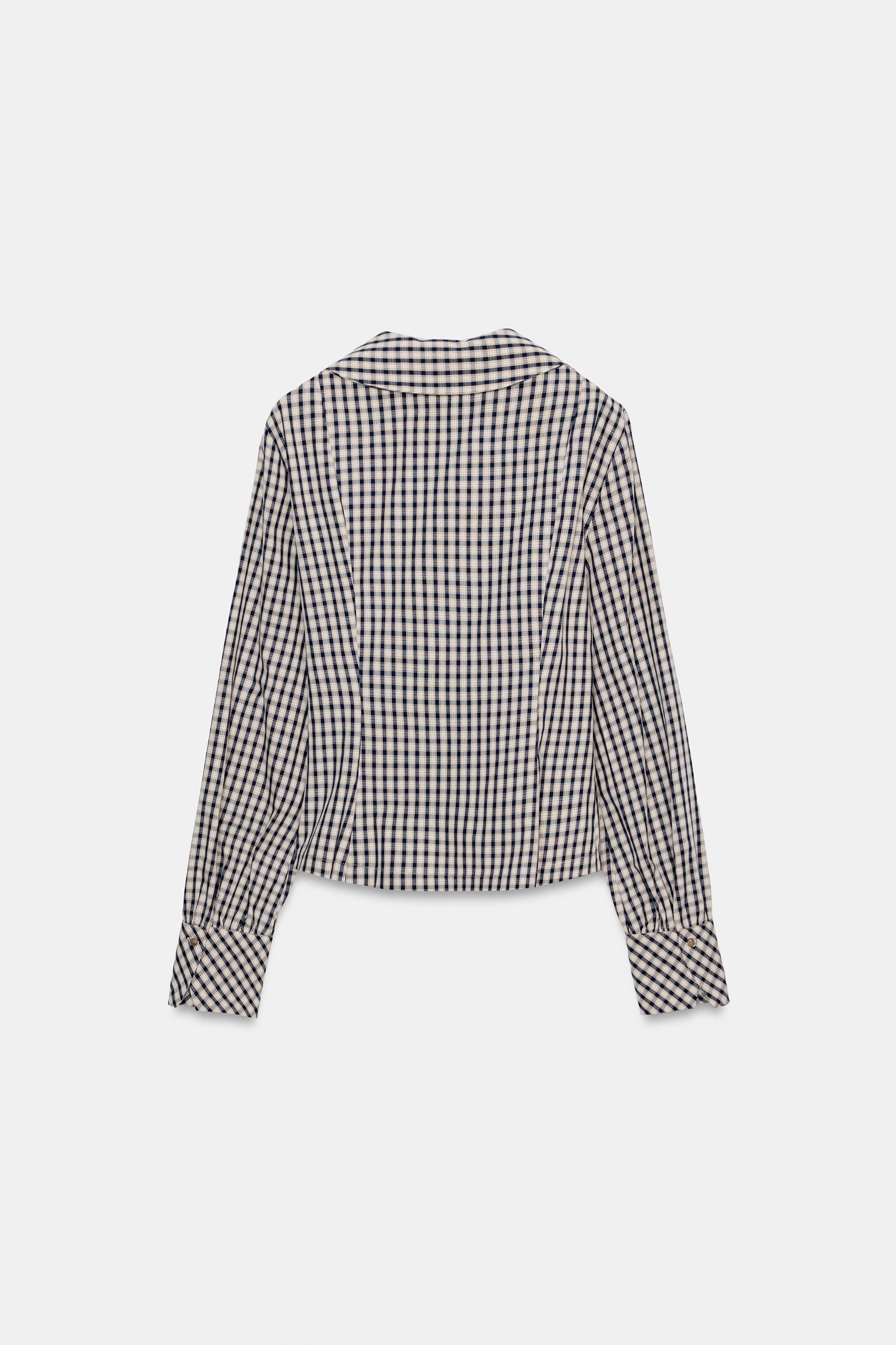 CHEMISE À CARREAUX ET COL CLAUDINE