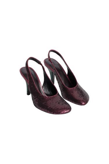 Zaras SLINGBACK-SKOR MED PÄRLOR LIMITED EDITION - Vinröd