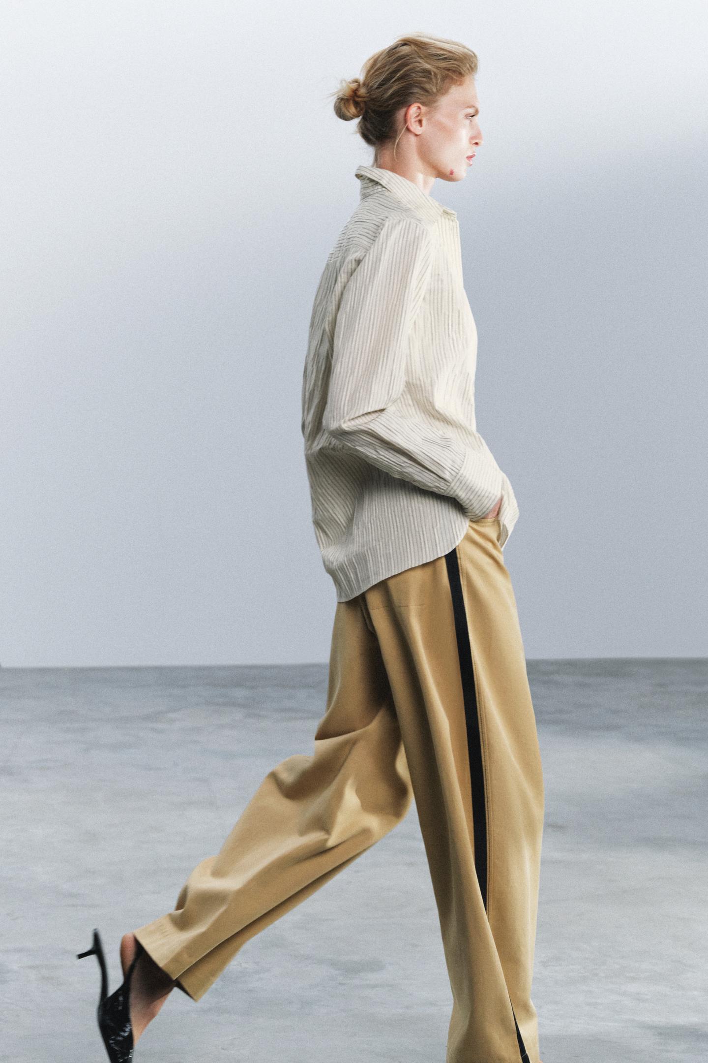 Женская рубашка Zara ZW Collection Striped, цвет: Чёрный / Белый — фото 5